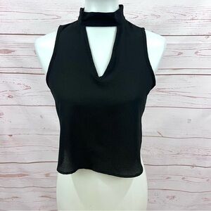 Guess Choker High Mock Neck Keyhole Sleeveless Crop Top